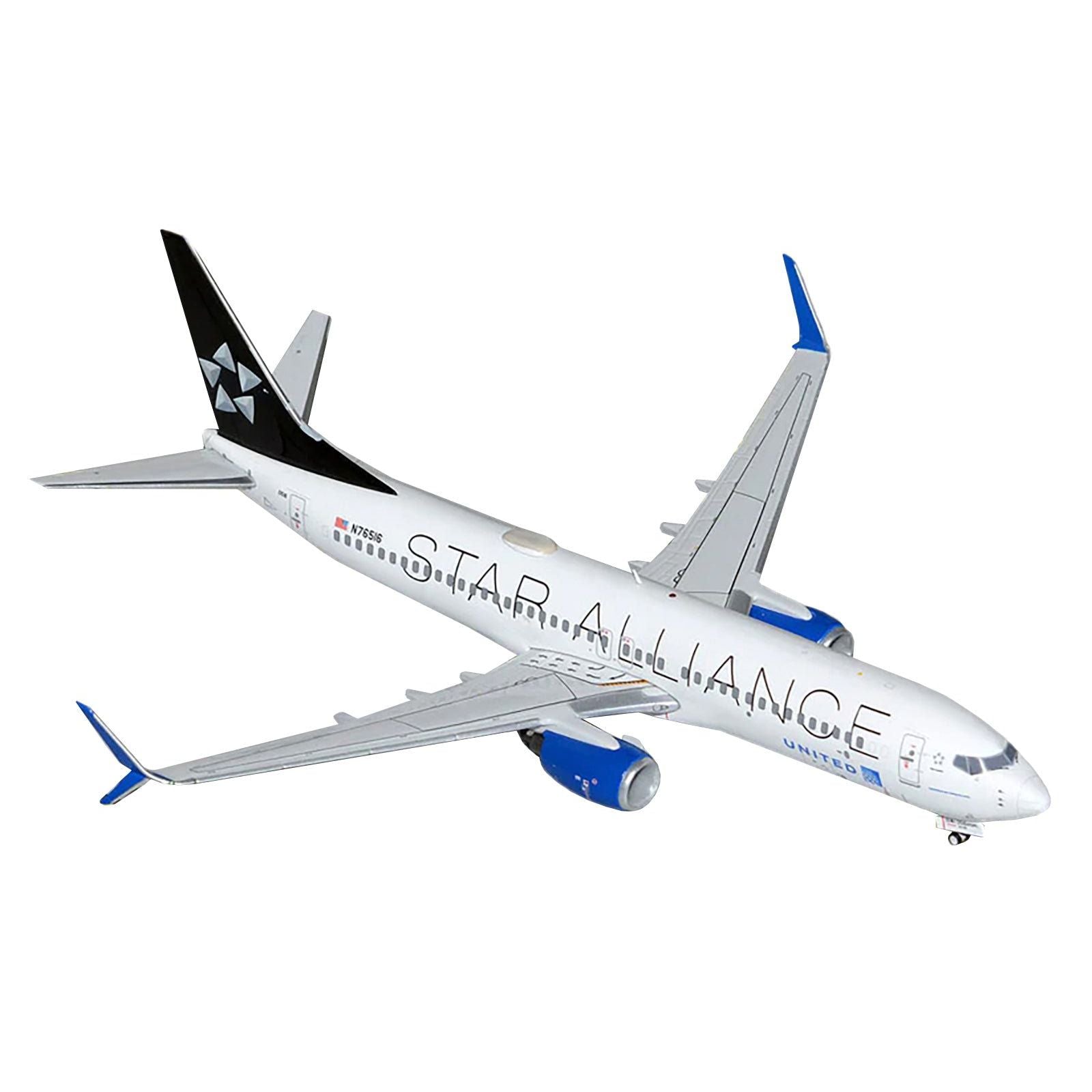 Boeing 737 - 800 Commercial Aircraft "United Airlines Star Alliance" (N76516) White with Black Tail "Gemini 200" Series 1/200 Diecast Model Airplane by GeminiJets - GeminiJets - ModelCars.com