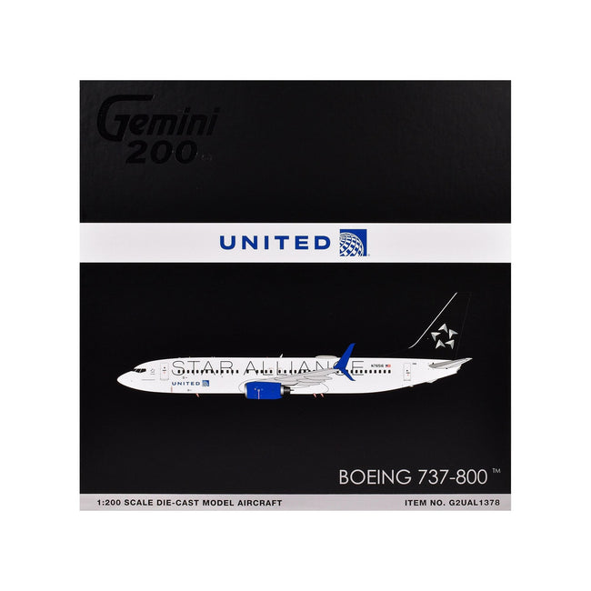 Boeing 737-800 Commercial Aircraft "United Airlines Star Alliance" (N76516) White with Black Tail "Gemini 200" Series 1/200 Diecast Model Airplane by GeminiJets-GeminiJets-ModelCars.com