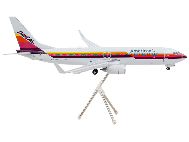 Boeing 737-800 Commercial Aircraft with Flaps Down "American Airlines - AirCal" Gray with Stripes "Gemini 200" Series 1/200 Diecast Model Airplane by GeminiJets-GeminiJets-ModelCars.com