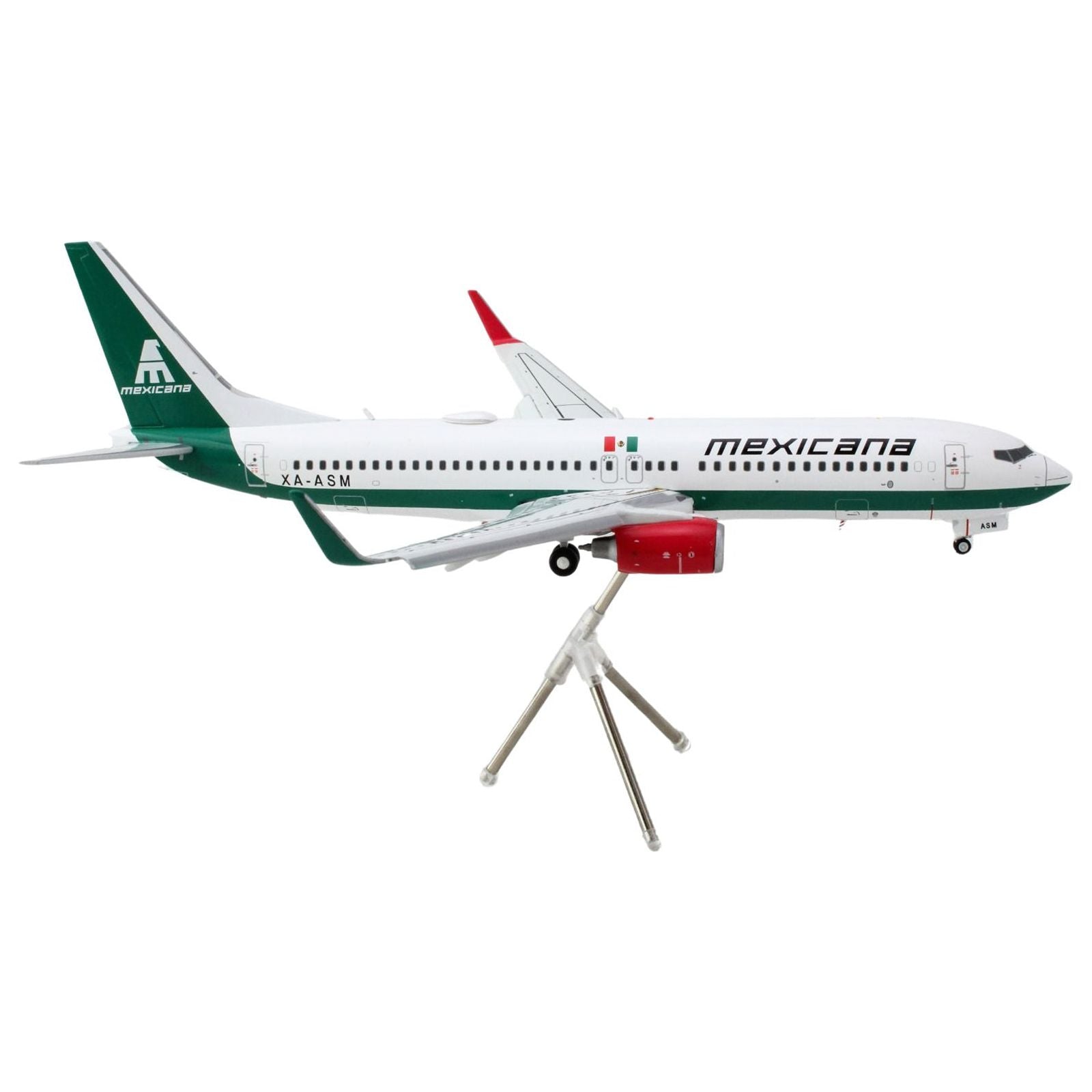 Boeing 737 - 800 Commercial Aircraft with Flaps Down "Mexicana" (XA - ASM) White with Green Stripes "Gemini 200" Series 1/200 Diecast Model Airplane by GeminiJets - GeminiJets - ModelCars.com