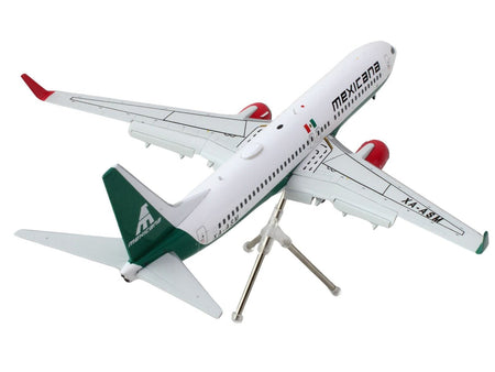 Boeing 737-800 Commercial Aircraft with Flaps Down "Mexicana" (XA-ASM) White with Green Stripes "Gemini 200" Series 1/200 Diecast Model Airplane by GeminiJets-GeminiJets-ModelCars.com