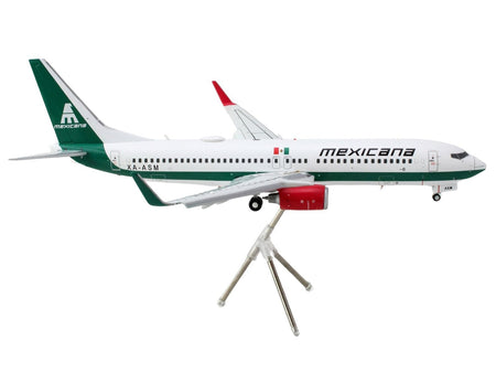 Boeing 737-800 Commercial Aircraft with Flaps Down "Mexicana" (XA-ASM) White with Green Stripes "Gemini 200" Series 1/200 Diecast Model Airplane by GeminiJets-GeminiJets-ModelCars.com