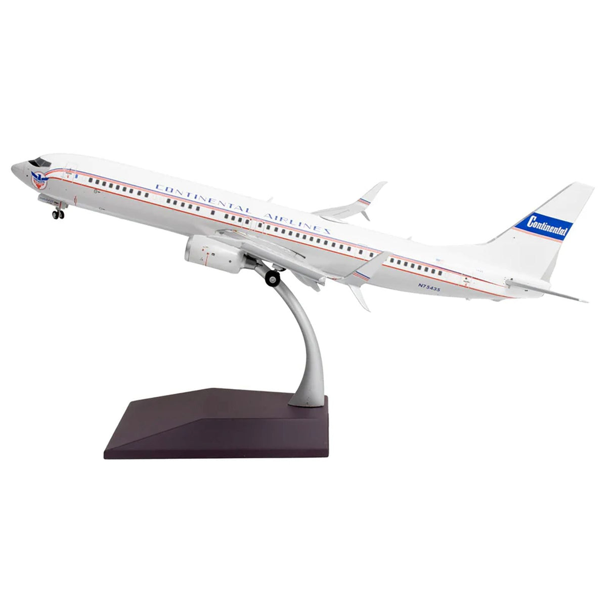 Boeing 737-900ER Commercial Aircraft with Flaps Down "Continental Airlines - United Airlines" (N75435) White with Red and Blue Stripes "Gemini 200" Series 1/200 Diecast Model Airplane by GeminiJets-GeminiJets-ModelCars.com
