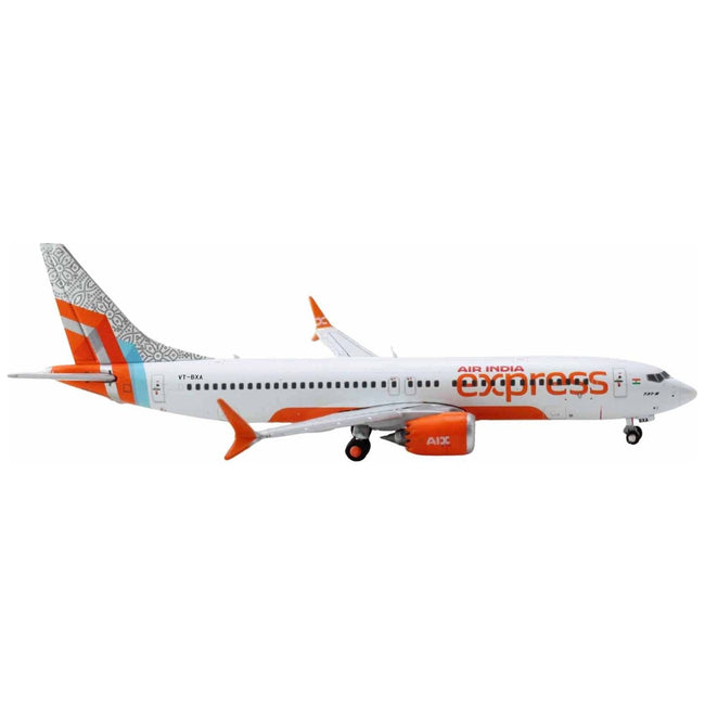 Boeing 737 MAX 8 Commercial Aircraft "Air India Express" (VT - BXA) White with Tail Graphics 1/400 Diecast Model Airplane by GeminiJets - GeminiJets - ModelCars.com