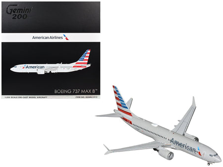 Boeing 737 MAX 8 Commercial Aircraft "American Airlines" (N326RP) Gray with Striped Tail "Gemini 200" Series 1/200 Diecast Model by GeminiJets-GeminiJets-ModelCars.com
