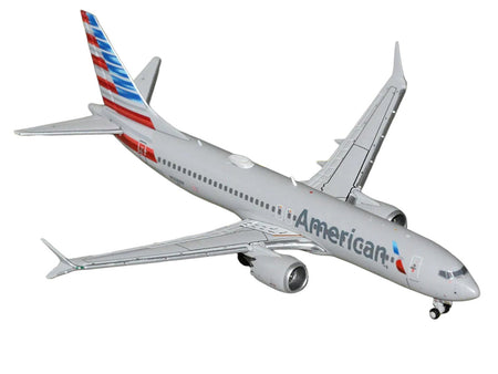 Boeing 737 MAX 8 Commercial Aircraft "American Airlines" (N326RP) Gray with Striped Tail Series 1/400 Diecast Model by GeminiJets-GeminiJets-ModelCars.com