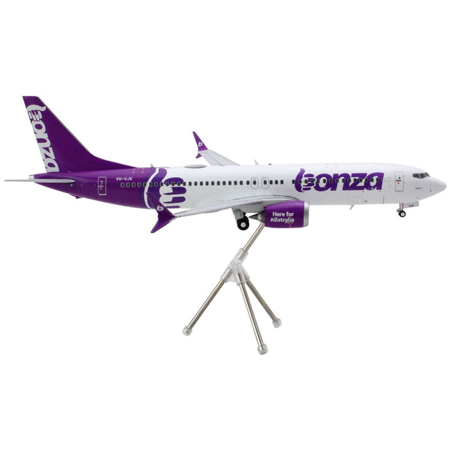 Boeing 737 MAX 8 Commercial Aircraft "Bonza Aviation" (VH-UJK) White with Purple Tail "Gemini 200" Series 1/200 Diecast Model Airplane by GeminiJets-GeminiJets-ModelCars.com