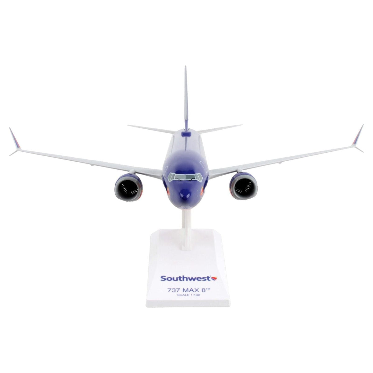 Boeing 737 MAX 8 Commercial Aircraft "Southwest Airlines" (N872CB) Blue with Red and Orange Stripes (Snap - Fit) 1/130 Plastic Model by Skymarks - Skymarks - ModelCars.com