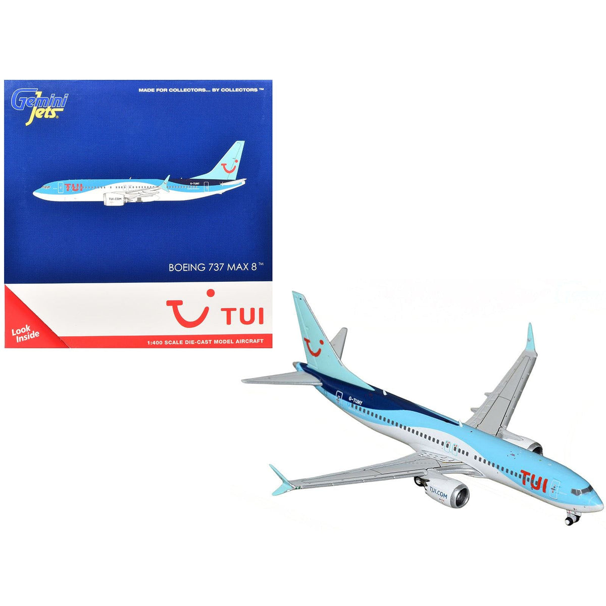 Boeing 737 MAX 8 Commercial Aircraft "TUI Airways" (G-TUMY) Blue and White 1/400 Diecast Model Airplane by GeminiJets-GeminiJets-ModelCars.com