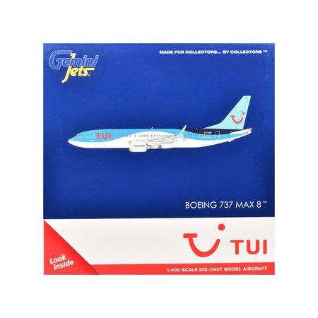 Boeing 737 MAX 8 Commercial Aircraft "TUI Airways" (G-TUMY) Blue and White 1/400 Diecast Model Airplane by GeminiJets-GeminiJets-ModelCars.com