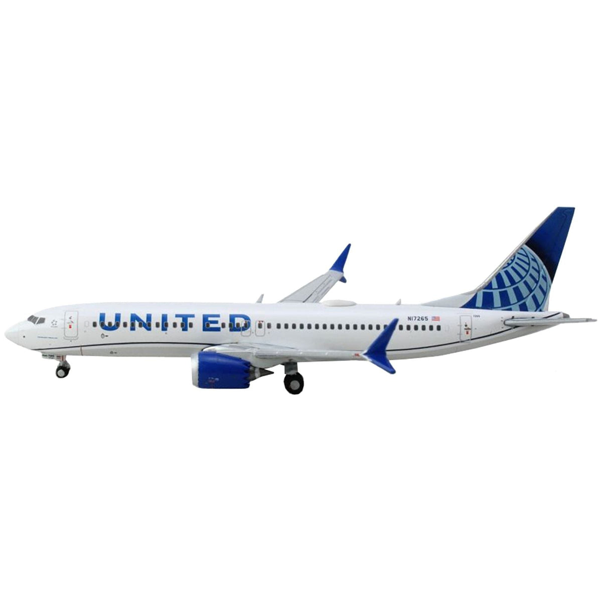 Boeing 737 MAX 8 Commercial Aircraft "United Airlines" (N17265) White with Blue Tail 1/400 Diecast Model Airplane by GeminiJets-GeminiJets-ModelCars.com