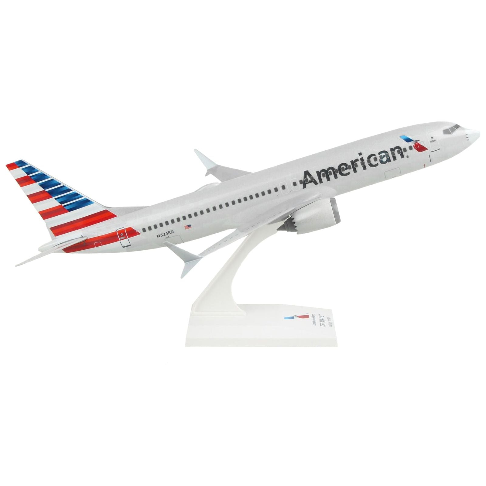 Boeing 737 MAX 8 Commercial Aircraft with Wi - Fi Dome "American Airlines" (N240SY) Gray with Red and Blue Tail (Snap - Fit) 1/130 Plastic Model by Skymarks - Skymarks - ModelCars.com