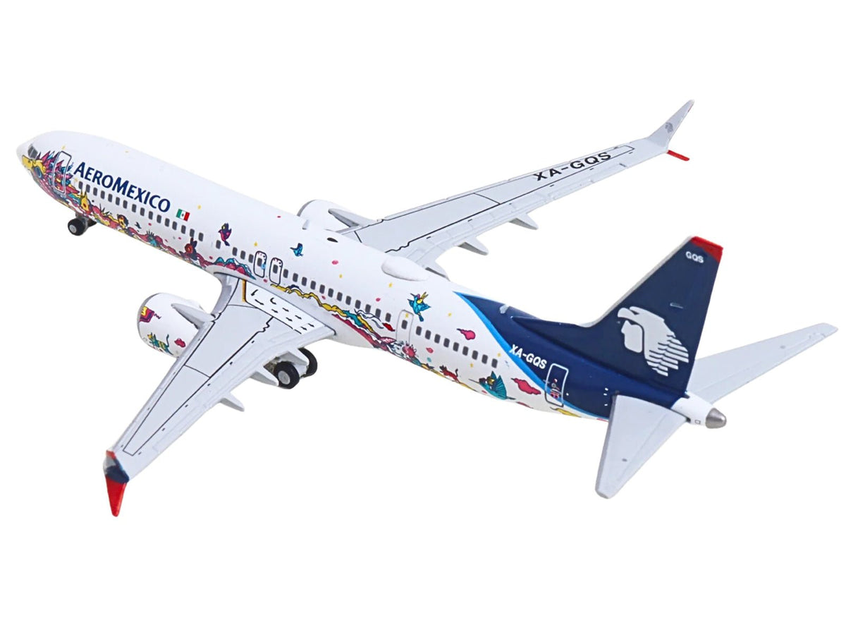 Boeing 737 MAX 9 Commercial Aircraft "Aeromexico - Kukulcan" (XA-GQS) White with Graphics and Blue Tail 1/400 Diecast Model by GeminiJets-GeminiJets-ModelCars.com