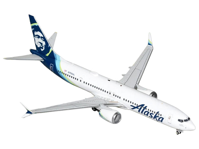 Boeing 737 MAX 9 Commercial Aircraft "Alaska Airlines" (N708AL) White with Blue Tail "Gemini 200" Series 1/200 Diecast Model Airplane by GeminiJets-GeminiJets-ModelCars.com