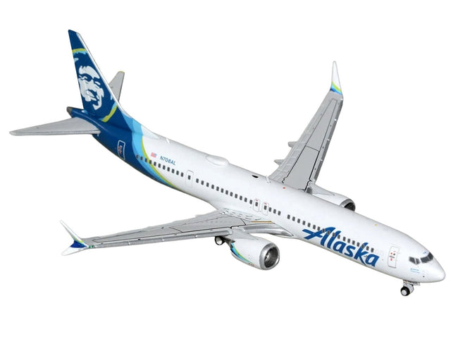 Boeing 737 MAX 9 Commercial Aircraft "Alaska Airlines" (N708AL) White with Blue Tail Graphics 1/400 Diecast Model by GeminiJets-GeminiJets-ModelCars.com
