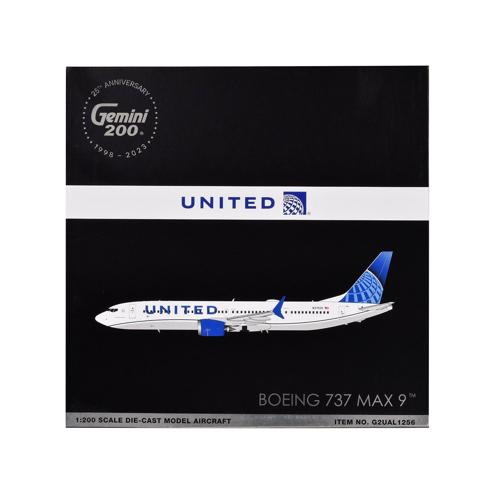 Boeing 737 MAX 9 Commercial Aircraft "United Airlines" (N37555) White with Blue Tail "Gemini 200" Series 1/200 Diecast Model Airplane by GeminiJets - GeminiJets - ModelCars.com