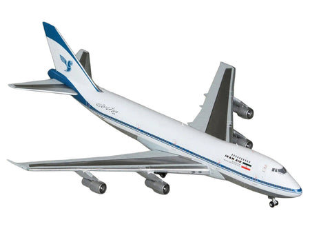 Boeing 747-100 Commercial Aircraft "Iran Air" (EP-IAM) White with Blue Stripes 1/400 Diecast Model by GeminiJets-GeminiJets-ModelCars.com