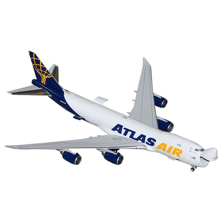 Boeing 747-8F Commercial Aircraft "Atlas Air - Apex Logistics" (N863GT) White with Blue Tail "Interactive Series" 1/400 Diecast Model Airplane by GeminiJets-GeminiJets-ModelCars.com