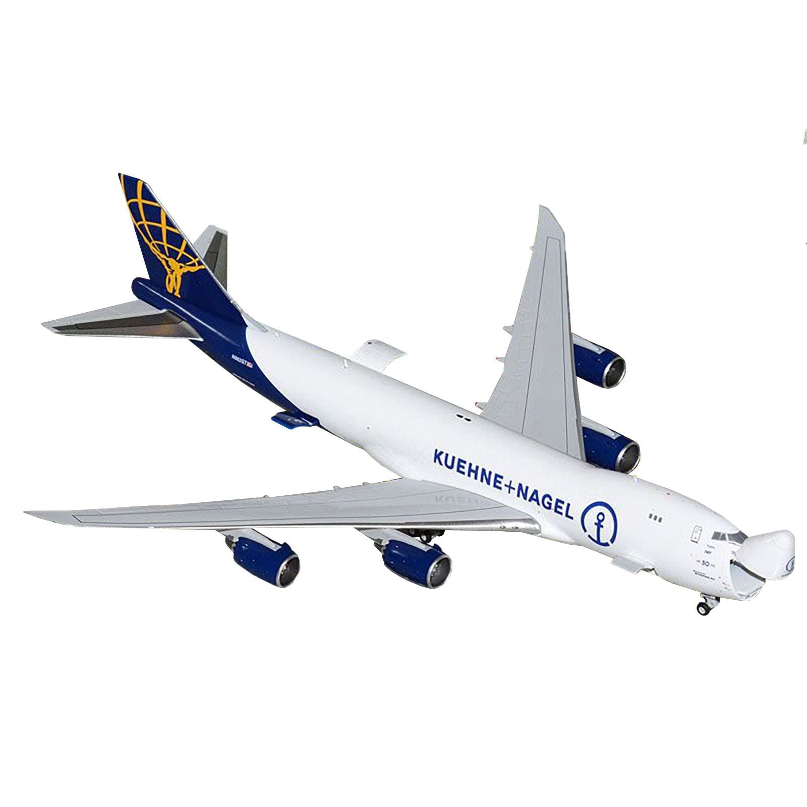 Boeing 747 - 8F Commercial Aircraft "Atlas Air - Kuehne+Nagel" (N862GT) White with Blue Tail "Interactive Series" 1/400 Diecast Model Airplane by GeminiJets - GeminiJets - ModelCars.com
