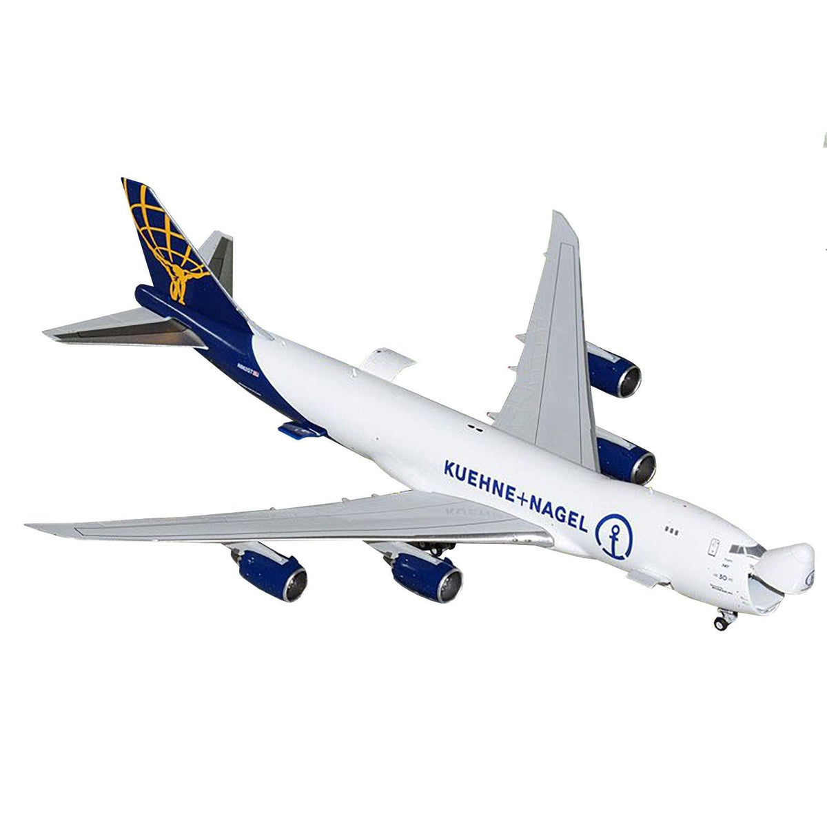 Boeing 747-8F Commercial Aircraft "Atlas Air - Kuehne+Nagel" (N862GT) White with Blue Tail "Interactive Series" 1/400 Diecast Model Airplane by GeminiJets-GeminiJets-ModelCars.com