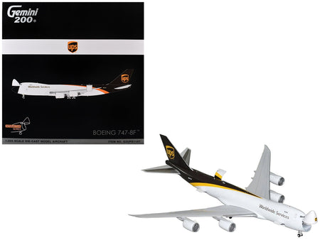 Boeing 747-8F Commercial Aircraft "UPS Worldwide Services" (N607UP) White with Brown Tail "Gemini 200 - Interactive Series" Series 1/200 Diecast Model by GeminiJets-GeminiJets-ModelCars.com
