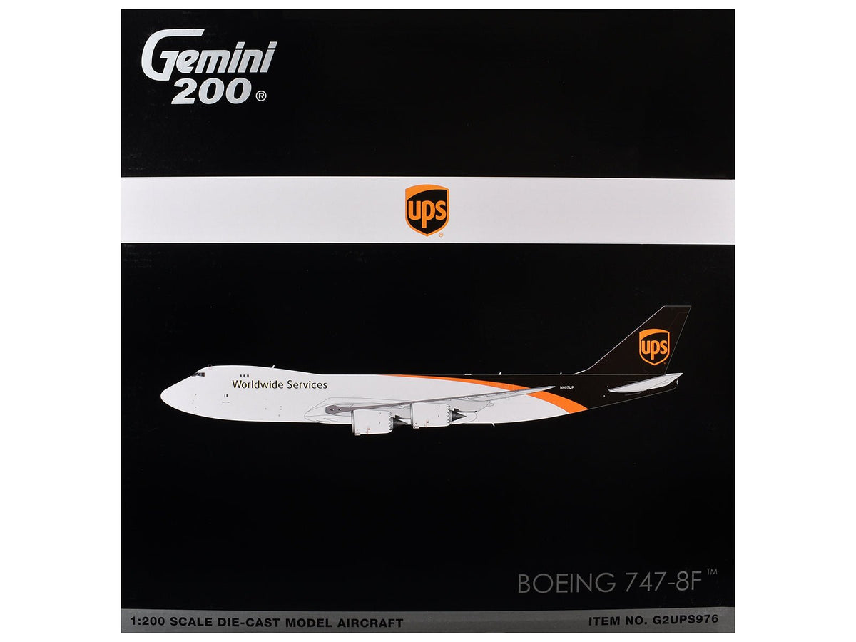 Boeing 747-8F Commercial Aircraft "UPS Worldwide Services" (N607UP) White with Brown Tail "Gemini 200" Series 1/200 Diecast Model by GeminiJets-GeminiJets-ModelCars.com