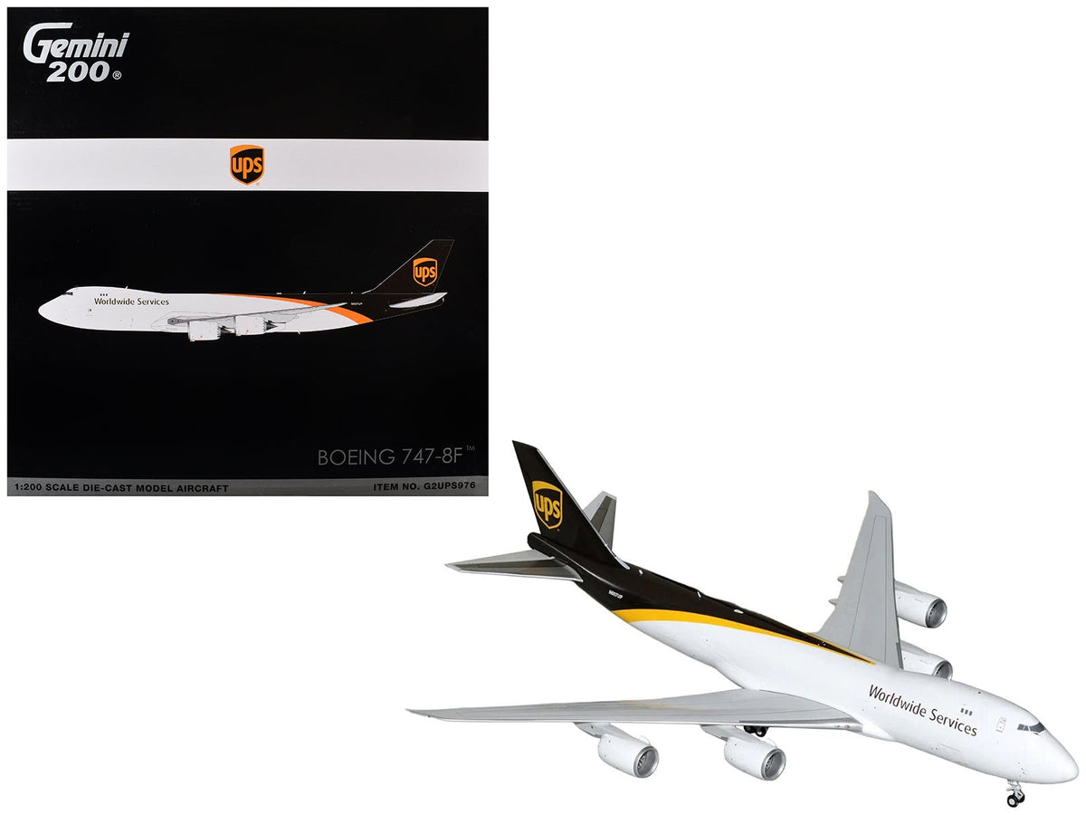Boeing 747-8F Commercial Aircraft "UPS Worldwide Services" (N607UP) White with Brown Tail "Gemini 200" Series 1/200 Diecast Model by GeminiJets-GeminiJets-ModelCars.com