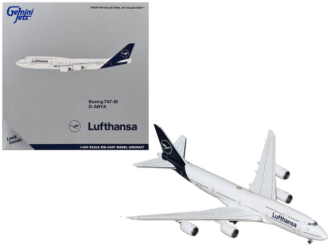 Boeing 747-8I Commercial Aircraft "Lufthansa" (D-ABYA) White with Dark Blue Tail 1/400 Diecast Model GeminiJets-GeminiJets-ModelCars.com