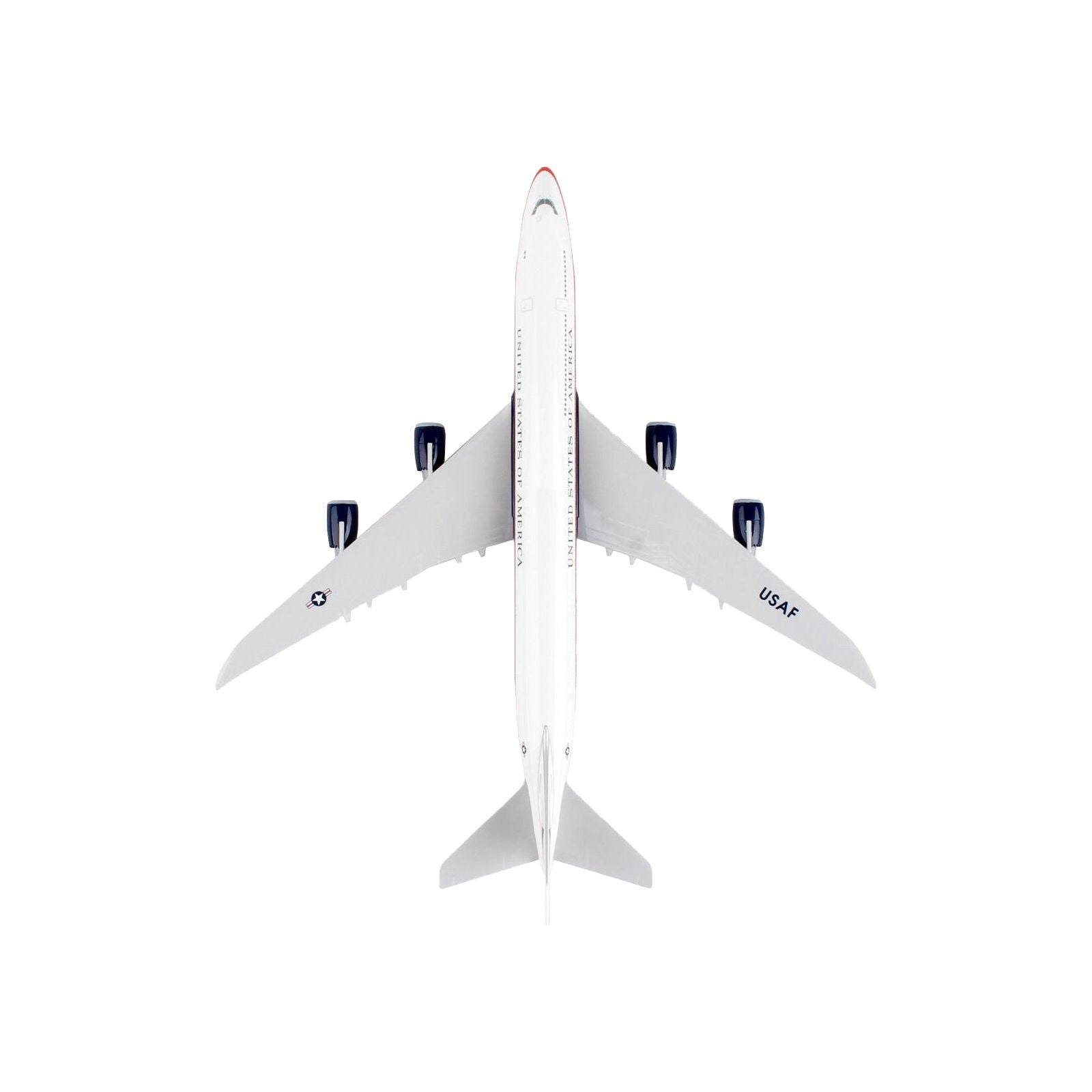 Boeing 747 - 8i (VC - 25B) Commercial Aircraft "Air Force One - United States of America" (30000) White with Red and Blue Stripes (Snap - Fit) 1/200 Plastic Model by Skymarks - Skymarks - ModelCars.com