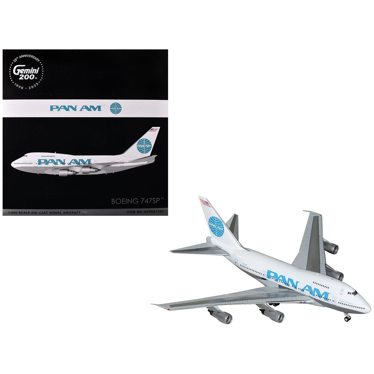 Boeing 747SP Commercial Aircraft "Pan American Airways" (N531PA) White with Blue Tail Graphics "Gemini 200" Series 1/200 Diecast Model Airplane by GeminiJets-GeminiJets-ModelCars.com