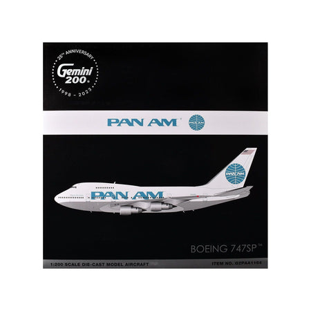 Boeing 747SP Commercial Aircraft "Pan American Airways" (N531PA) White with Blue Tail Graphics "Gemini 200" Series 1/200 Diecast Model Airplane by GeminiJets-GeminiJets-ModelCars.com