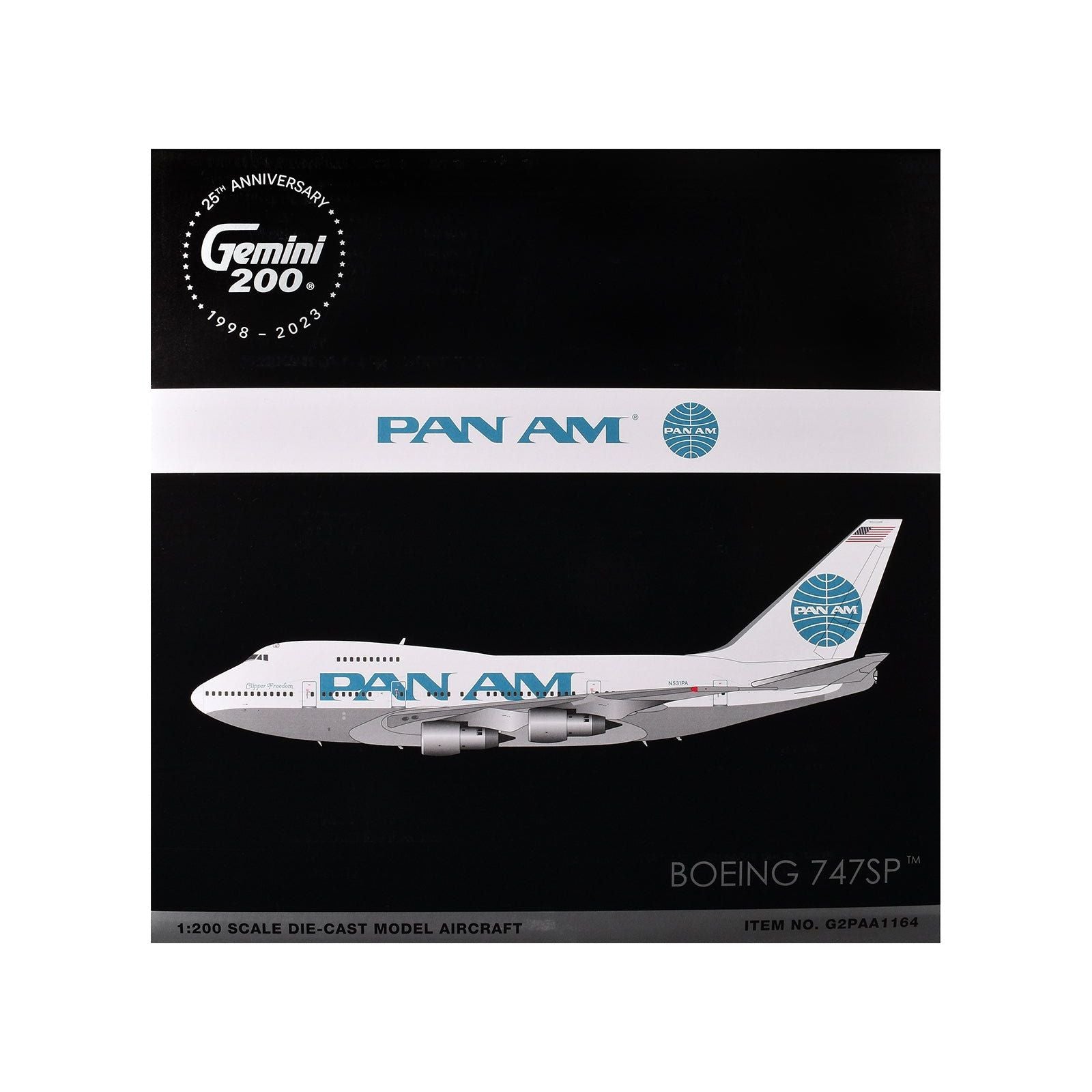 Boeing 747SP Commercial Aircraft "Pan American Airways" (N531PA) White with Blue Tail Graphics "Gemini 200" Series 1/200 Diecast Model Airplane by GeminiJets - GeminiJets - ModelCars.com