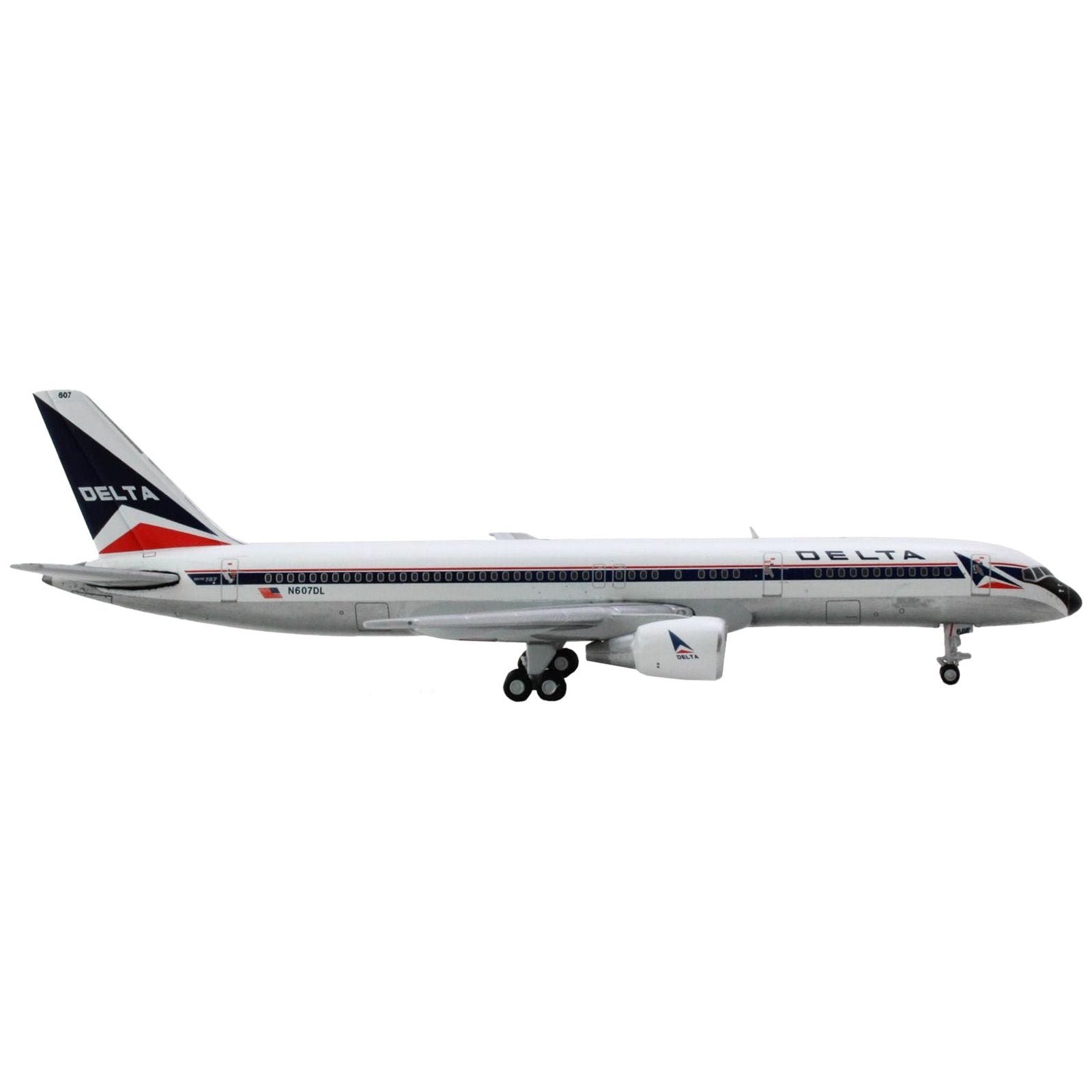 Boeing 757 - 200 Commercial Aircraft "Delta Air Lines" (N607DL) White with Blue Stripes 1/400 Diecast Model Airplane by GeminiJets - GeminiJets - ModelCars.com