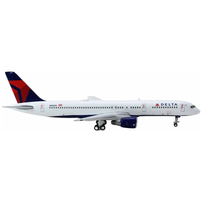 Boeing 757-200 Commercial Aircraft "Delta Air Lines" (N683DA) White with Red and Blue Tail 1/400 Diecast Model Airplane by GeminiJets-GeminiJets-ModelCars.com
