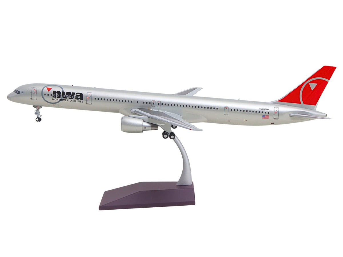 Boeing 757-300 Commercial Aircraft "Northwest Airlines" (N587NW) Silver with Red Tail "Gemini 200" Series 1/200 Diecast Model by GeminiJets-GeminiJets-ModelCars.com