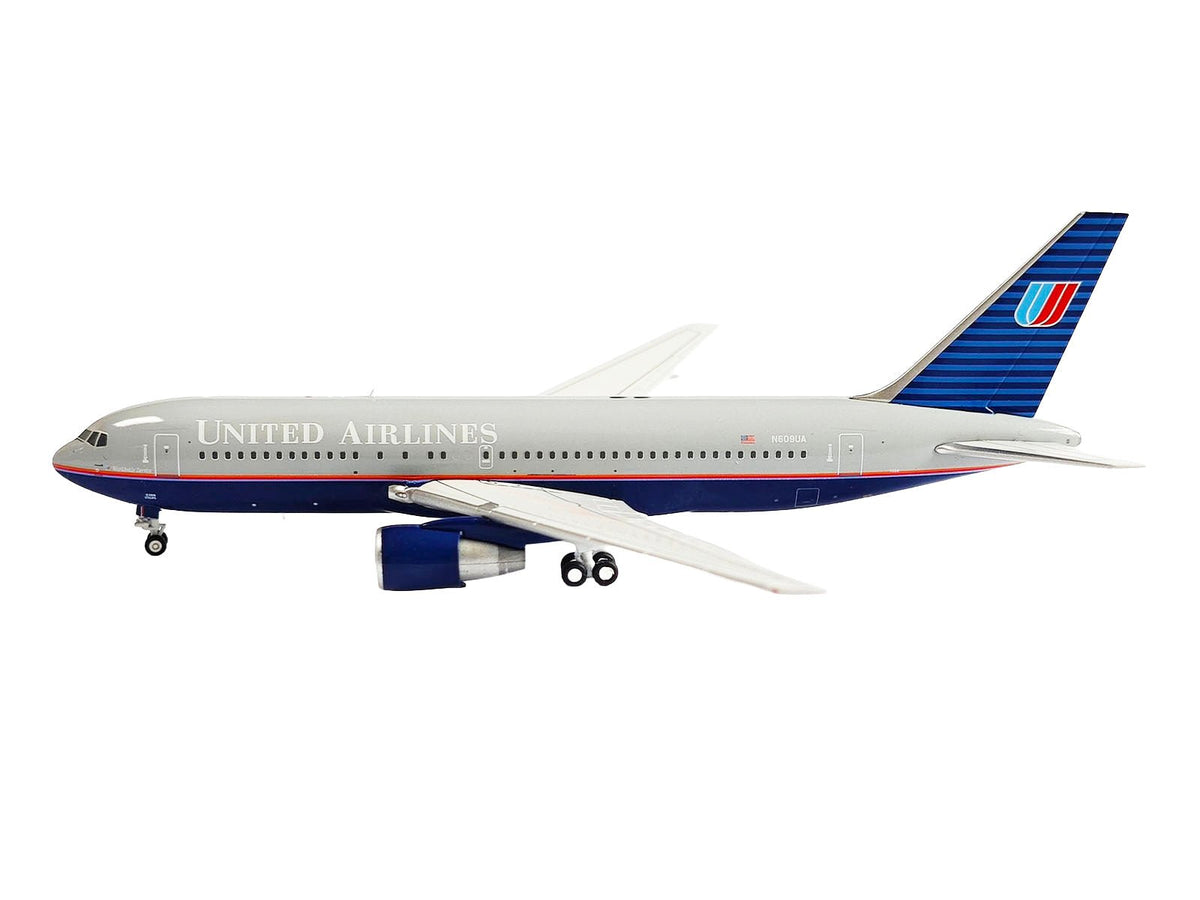 Boeing 767-200ER Commercial Aircraft "United Airlines" (N609UA) Gray with Blue Tail 1/400 Diecast Model by V1:400-V1:400-ModelCars.com