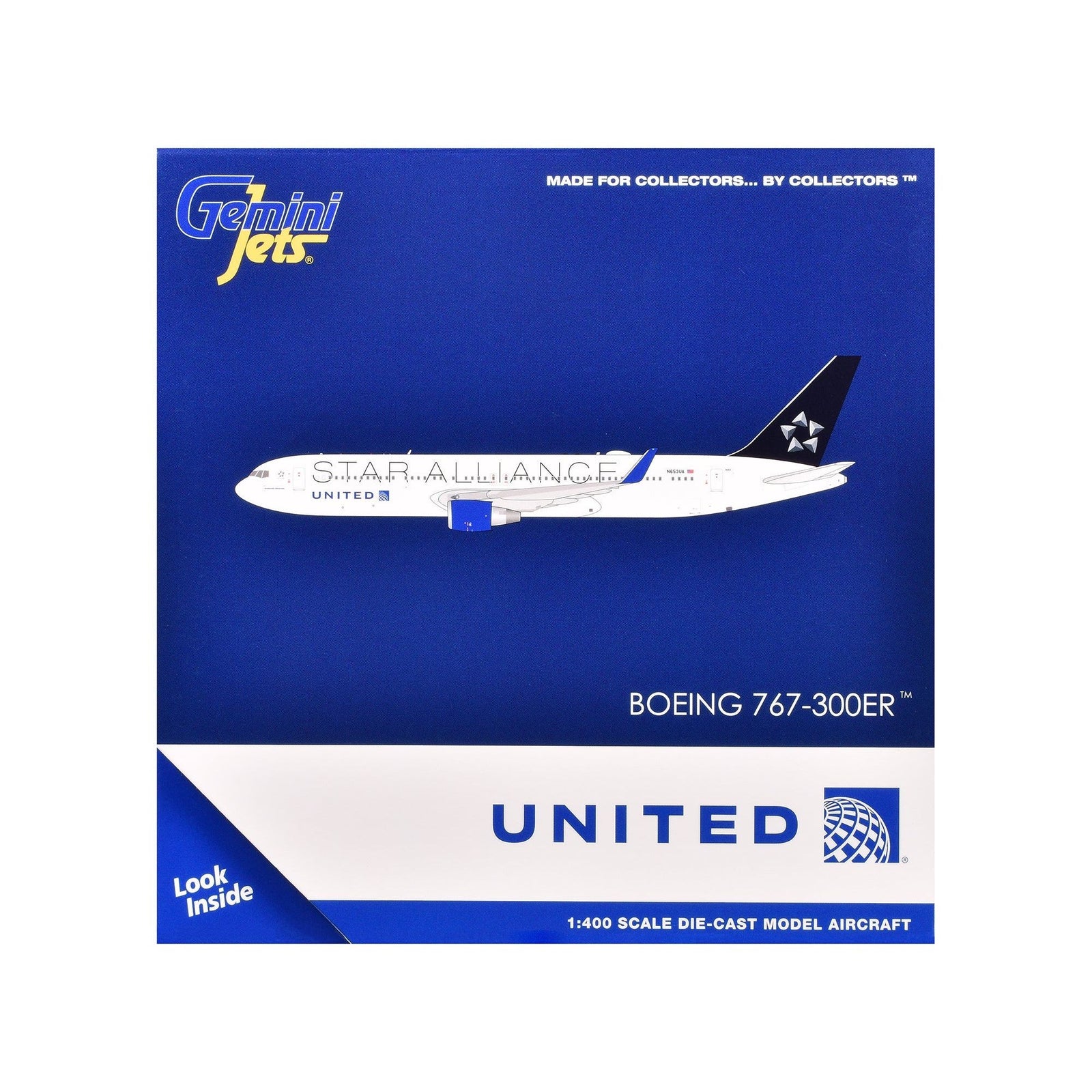 Boeing 767 - 300ER Commercial Aircraft "United Airlines Star Alliance" (N76516) White with Black Tail 1/400 Diecast Model Airplane by GeminiJets - GeminiJets - ModelCars.com