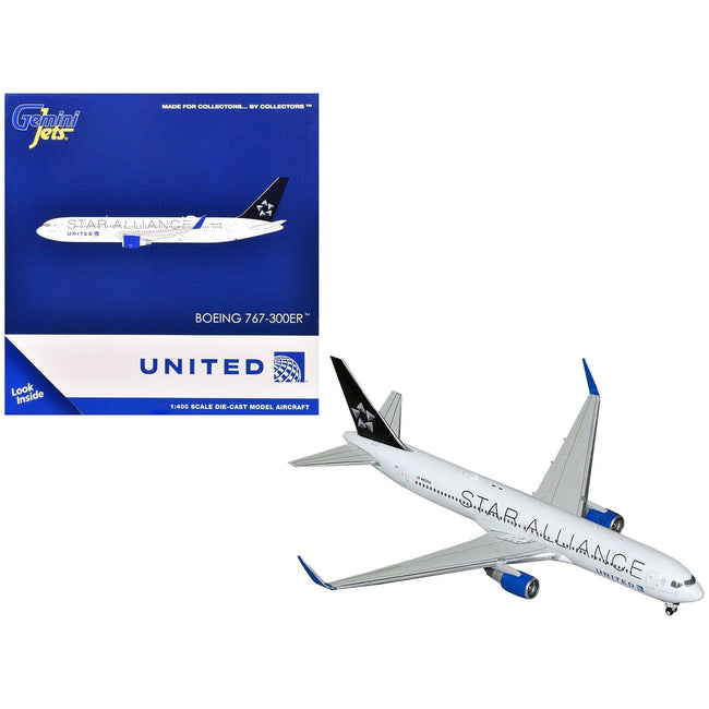 Boeing 767-300ER Commercial Aircraft "United Airlines Star Alliance" (N76516) White with Black Tail 1/400 Diecast Model Airplane by GeminiJets-GeminiJets-ModelCars.com