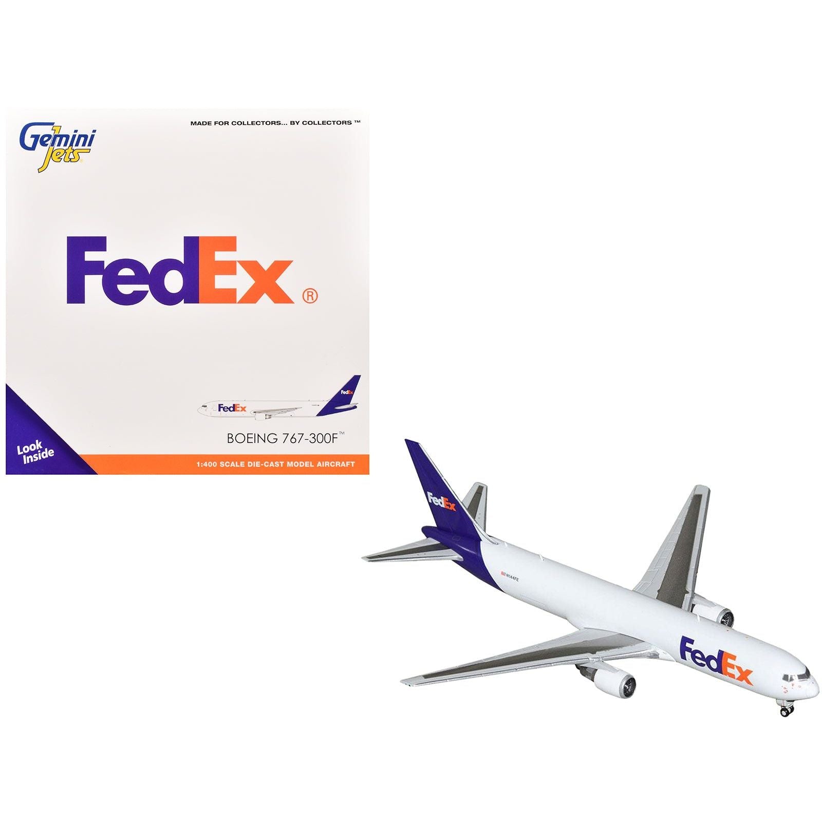 Boeing 767 - 300F Commercial Aircraft "FedEx (Federal Express)" (N144FE) White with Purple Tail 1/400 Diecast Model Airplane by GeminiJets - GeminiJets - ModelCars.com