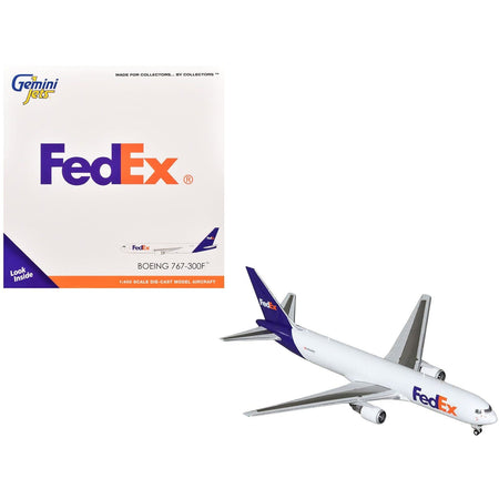 Boeing 767-300F Commercial Aircraft "FedEx (Federal Express)" (N144FE) White with Purple Tail 1/400 Diecast Model Airplane by GeminiJets-GeminiJets-ModelCars.com