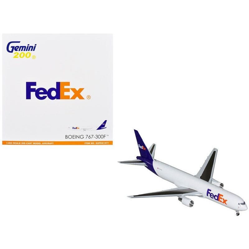 Boeing 767-300F Commercial Aircraft "FedEx (Federal Express)" (N144FE) White with Purple Tail "Gemini 200" Series 1/200 Diecast Model Airplane by GeminiJets-GeminiJets-ModelCars.com