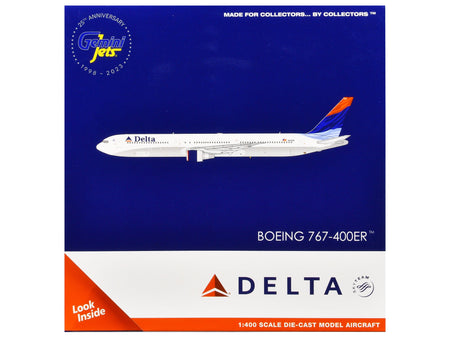 Boeing 767-400ER Commercial Aircraft "Delta Air Lines" (N829MH) White with Red and Blue Tail 1/400 Diecast Model Airplane by GeminiJets-GeminiJets-ModelCars.com