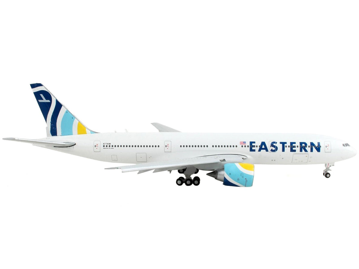 Boeing 777-200ER Commercial Aircraft with Flaps Down "Eastern Air Lines" White with Striped Tail 1/400 Diecast Model Airplane by GeminiJets-GeminiJets-ModelCars.com