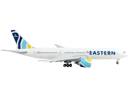 Boeing 777-200ER Commercial Aircraft with Flaps Down "Eastern Air Lines" White with Striped Tail 1/400 Diecast Model Airplane by GeminiJets-GeminiJets-ModelCars.com