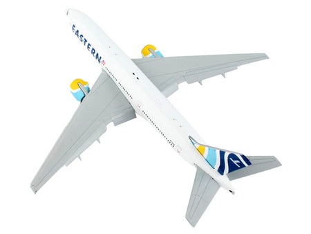 Boeing 777-200ER Commercial Aircraft with Flaps Down "Eastern Air Lines" White with Striped Tail 1/400 Diecast Model Airplane by GeminiJets-GeminiJets-ModelCars.com