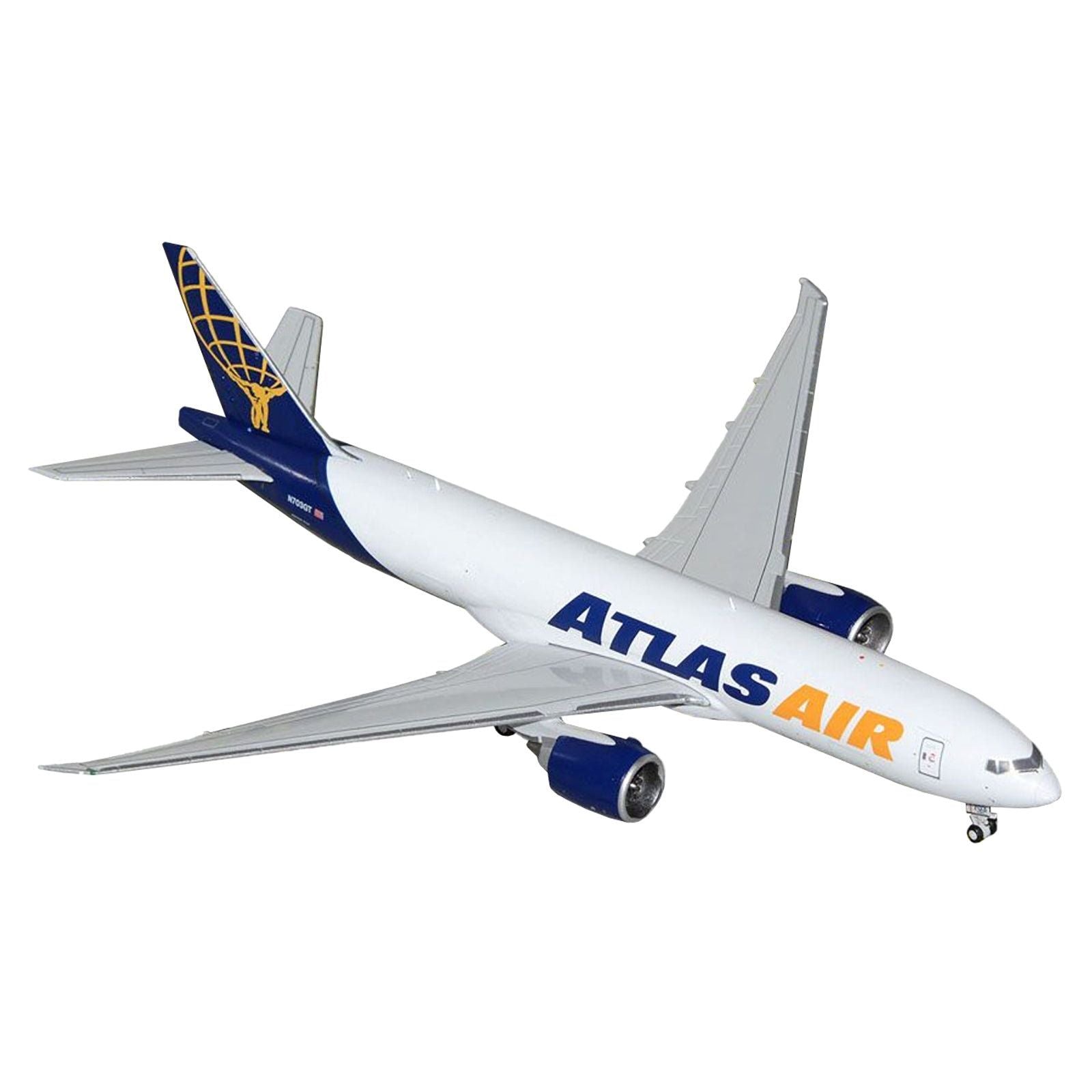 Boeing 777 - 200LR Commercial Aircraft "Atlas Air" (N703GT) White with Blue Tail 1/400 Diecast Model Airplane by GeminiJets - GeminiJets - ModelCars.com