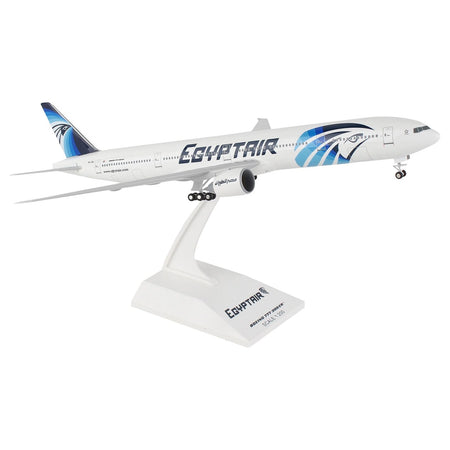 Boeing 777 - 300 Commercial Aircraft with Landing Gear "EgyptAir" (SU - GDL) White with Blue Tail (Snap - Fit) 1/200 Plastic Model by Skymarks - Skymarks - ModelCars.com