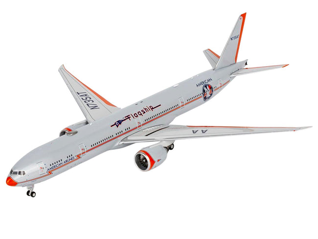 Boeing 777-300ER Commercial Aircraft "American Airlines - Flagship DFW" (N735AT) Silver with Otange Stripes "Gemini 200" Series 1/200 Diecast Model by GeminiJets-GeminiJets-ModelCars.com