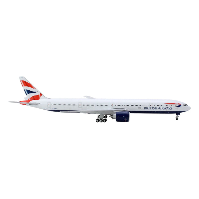 Boeing 777-300ER Commercial Aircraft "British Airways" (G-STBH) White with Striped Tail 1/400 Diecast Model Airplane by GeminiJets-GeminiJets-ModelCars.com
