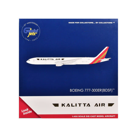 Boeing 777 - 300ER Commercial Aircraft "Kalitta Air" (N779CK) White with Red Tail 1/400 Diecast Model Airplane by GeminiJets - GeminiJets - ModelCars.com